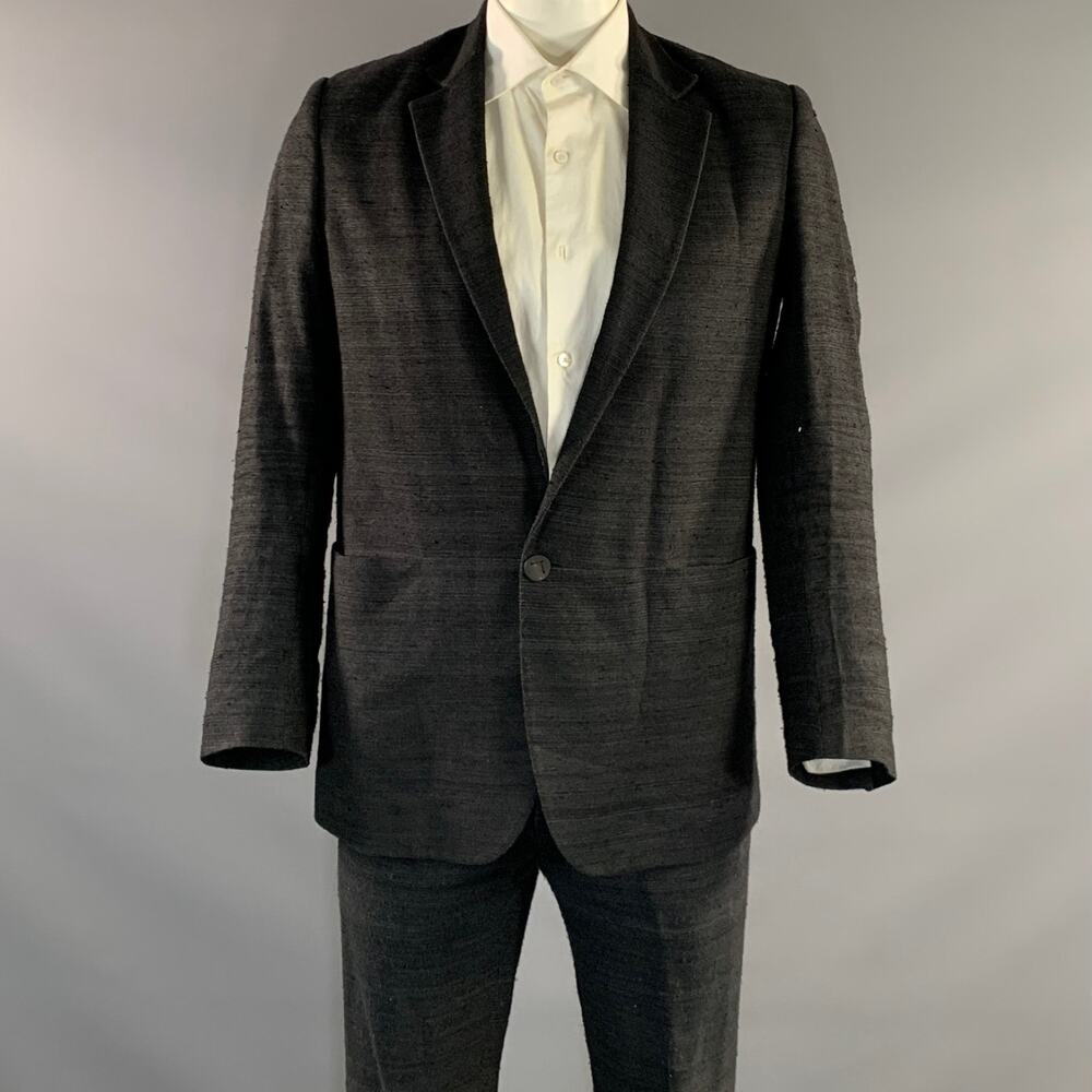 LABEL UNDER CONSTRUCTION Chest Size 42 Grey Gunmetal Textured 34 Suit